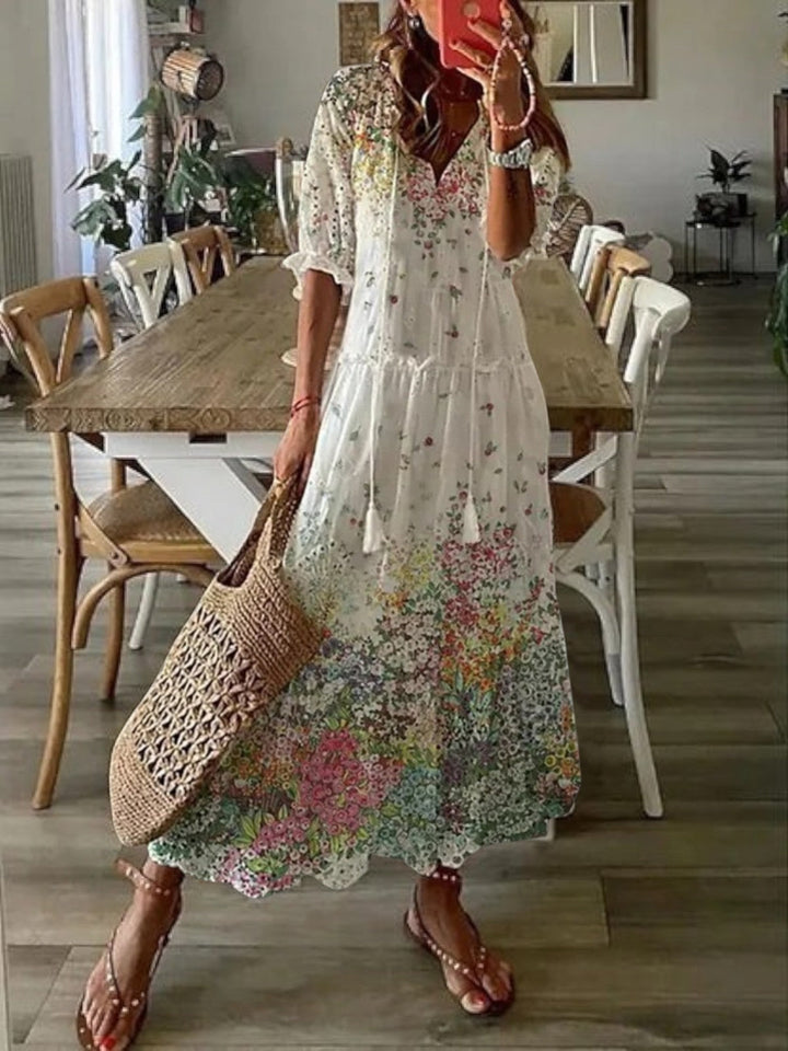 Poppy | Boho Letnia Sukienka z Dekoltem w Serek