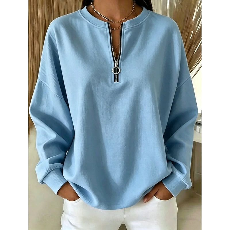 Delphine | Luźny sweatshirt z półzamkiem