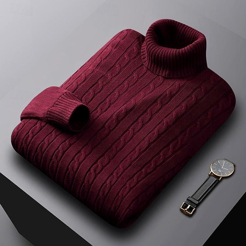 Gregory | Sweter z golfem w splot kablowy