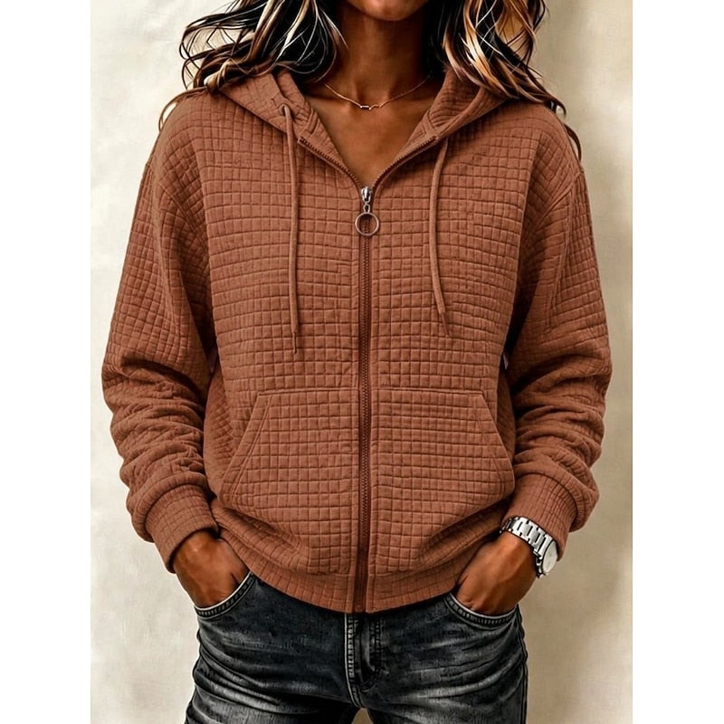 Colleen | Teksturowana Bluza z Kapturem na Zamek