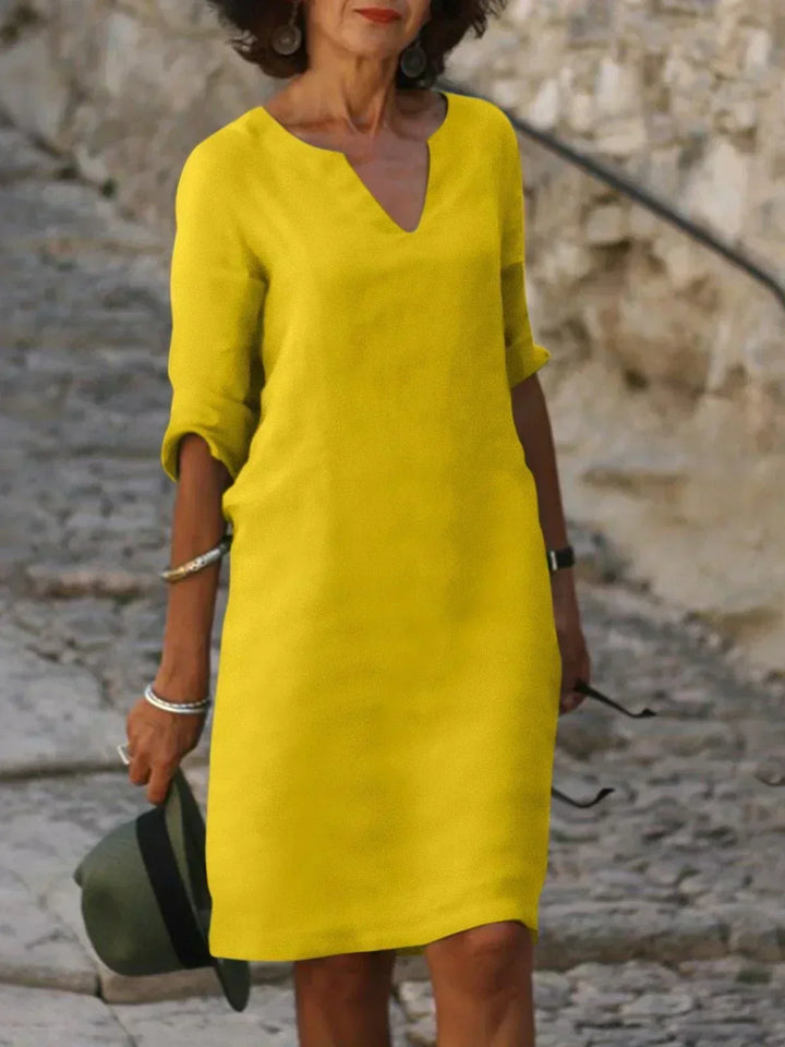 Valentina | Casual Mid Sleeve V-Neck Dress