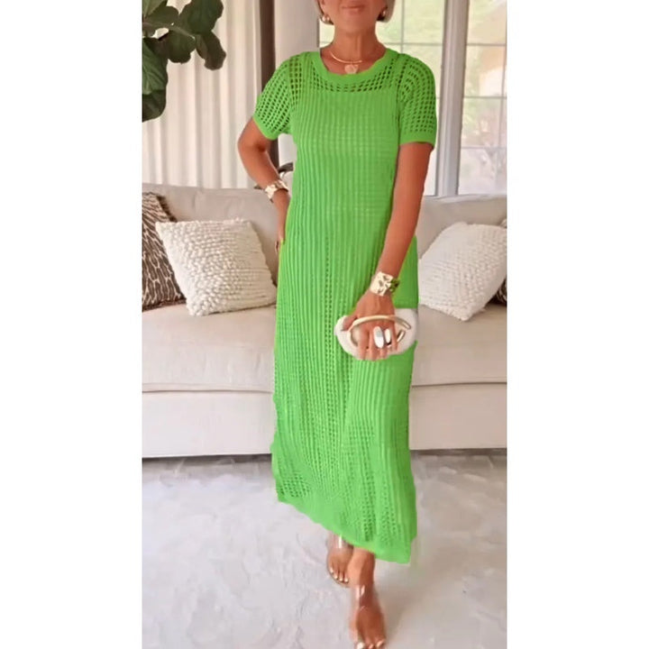 Pauline | Elegancka długa sukienka maxi z półdługim rękawem