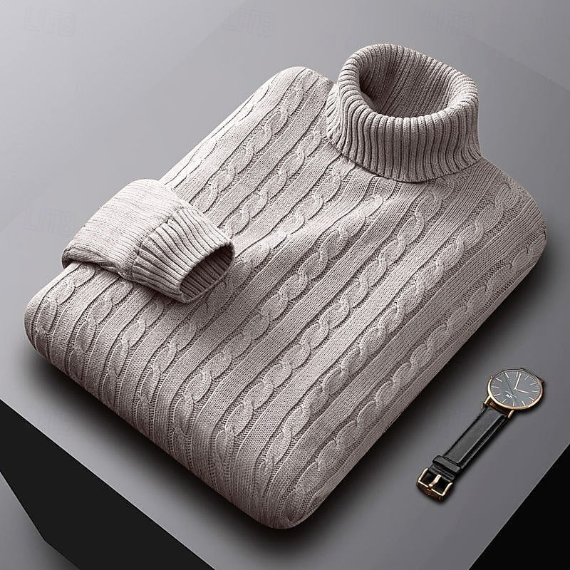 Gregory | Sweter z golfem w splot kablowy