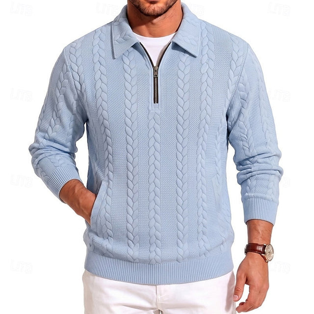 Gordon | Teksturowany sweter polo z zamkiem błyskawicznym