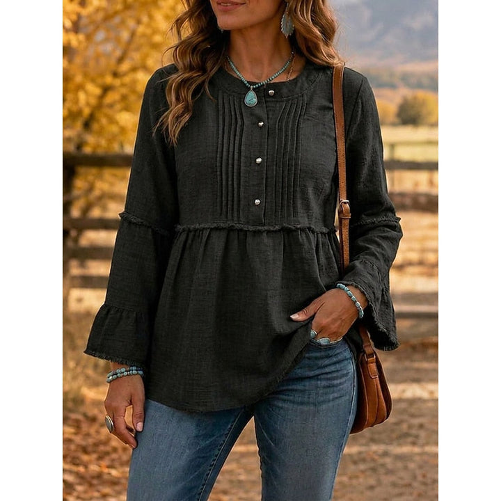 Bethany | Bluzka z Peplum z Zaszytymi Fałdami