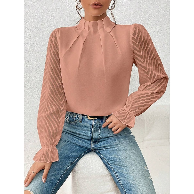 Maribel | Elegancka Bluzka z Wysokim Kołnierzem