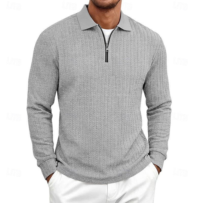 Bryson | Teksturowana koszulka polo z zamkiem 1/4