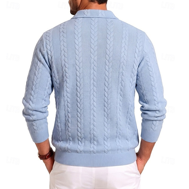 Gordon | Teksturowany sweter polo z zamkiem błyskawicznym