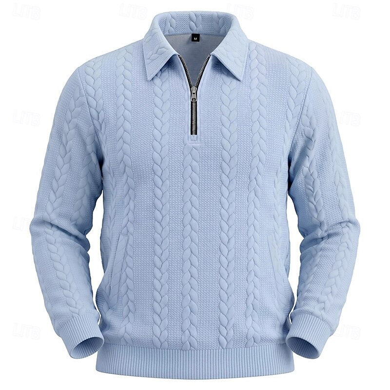 Gordon | Teksturowany sweter polo z zamkiem błyskawicznym