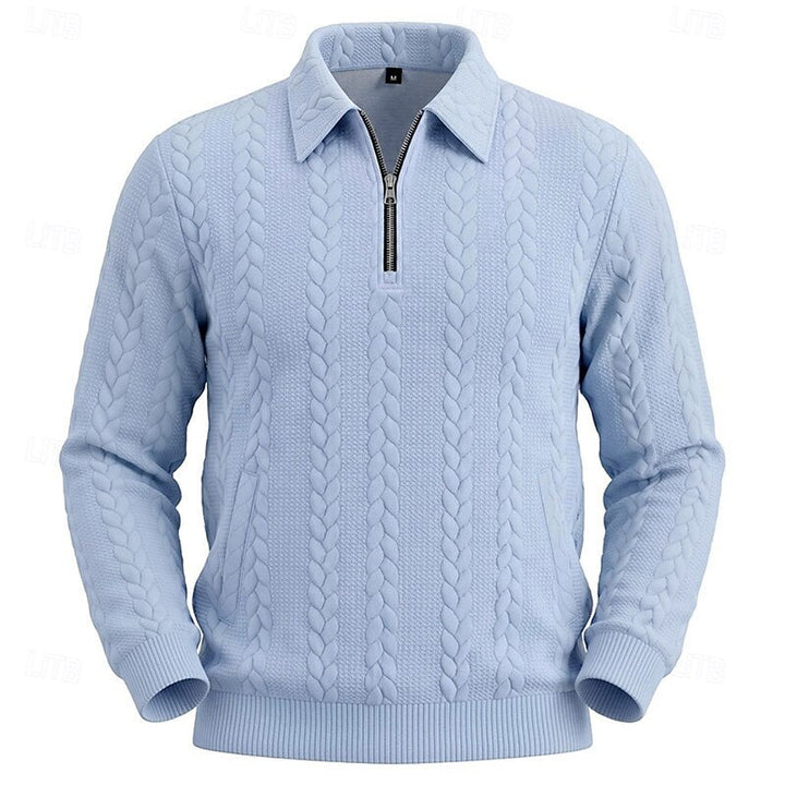Gordon | Teksturowany sweter polo z zamkiem błyskawicznym