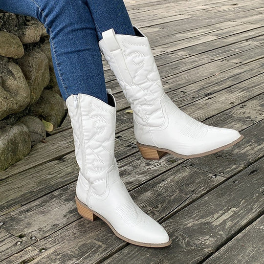 Delia | Botki do połowy łydki w stylu western