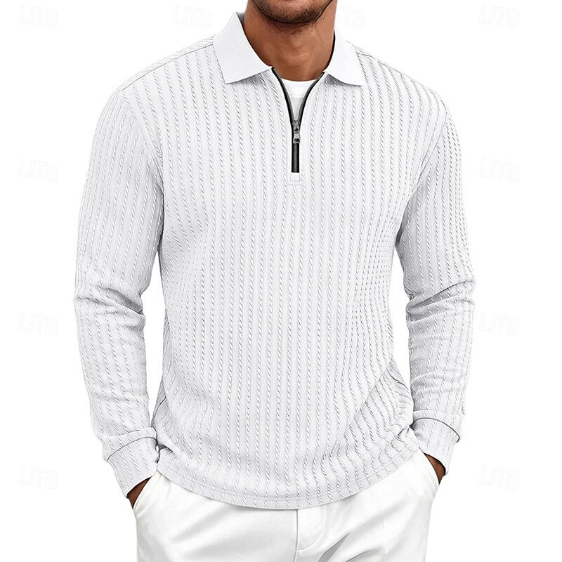 Bryson | Teksturowana koszulka polo z zamkiem 1/4