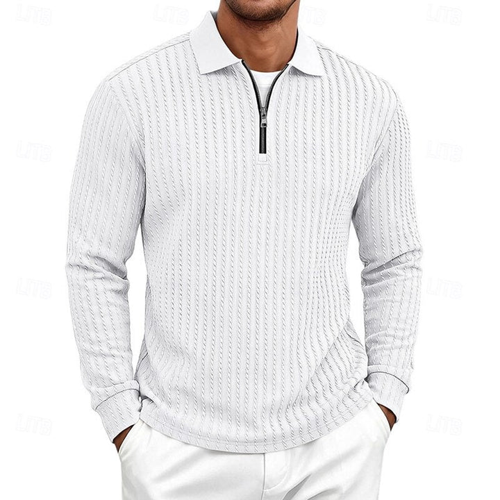 Bryson | Teksturowana koszulka polo z zamkiem 1/4