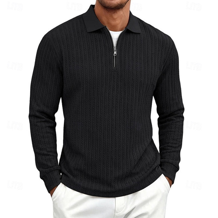 Bryson | Teksturowana koszulka polo z zamkiem 1/4
