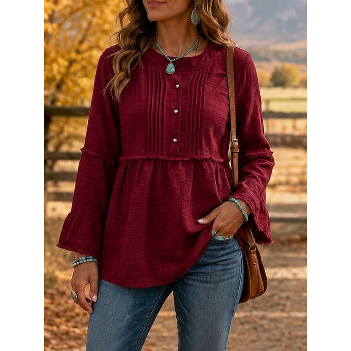 Bethany | Bluzka z Peplum z Zaszytymi Fałdami