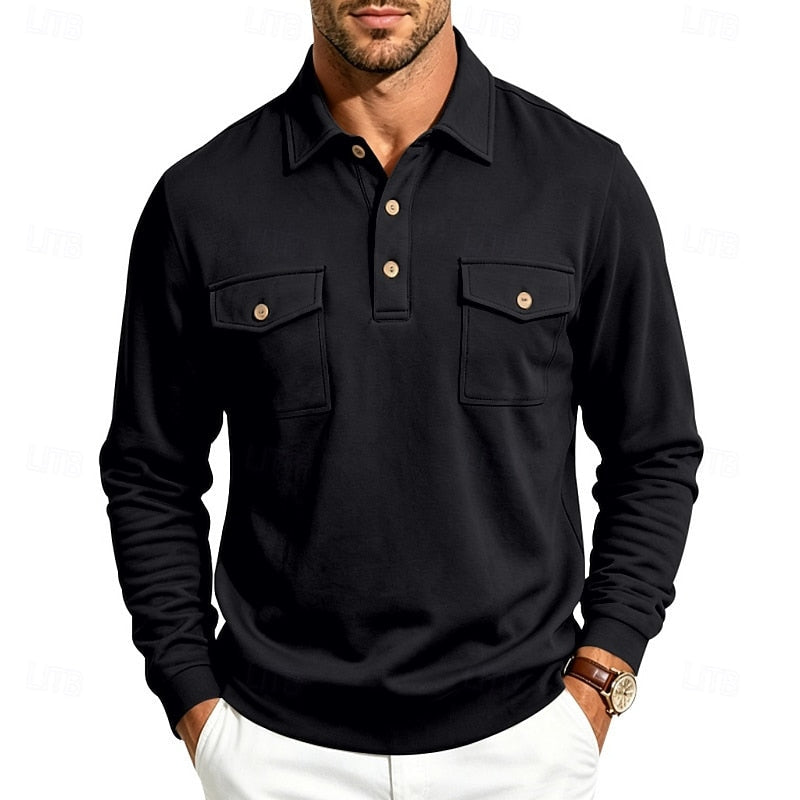Garrett | Elegancka koszula polo z długim rękawem